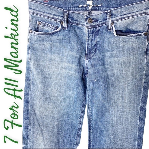 7 FOR ALL MANKIND Mia‎ Cropped & Tabbed Mid Rise Jeans, Size 28 - Picture 4 of 12